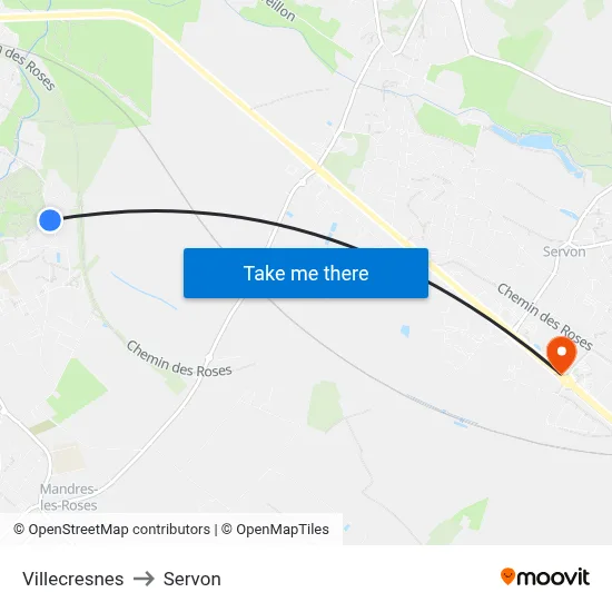 Villecresnes to Servon map