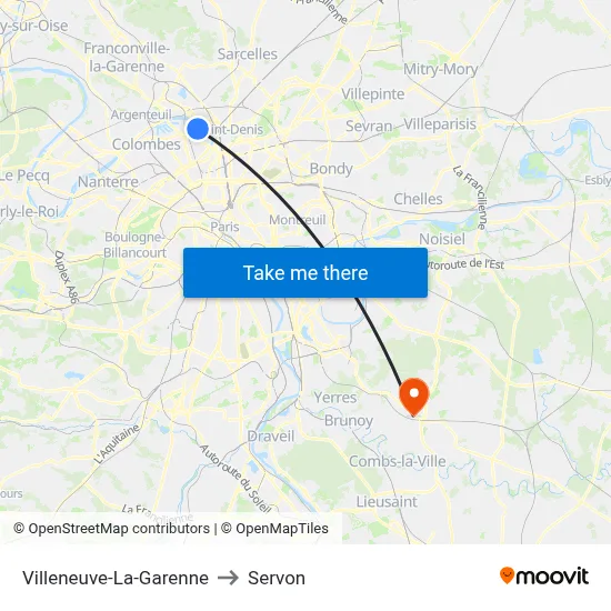 Villeneuve-La-Garenne to Servon map