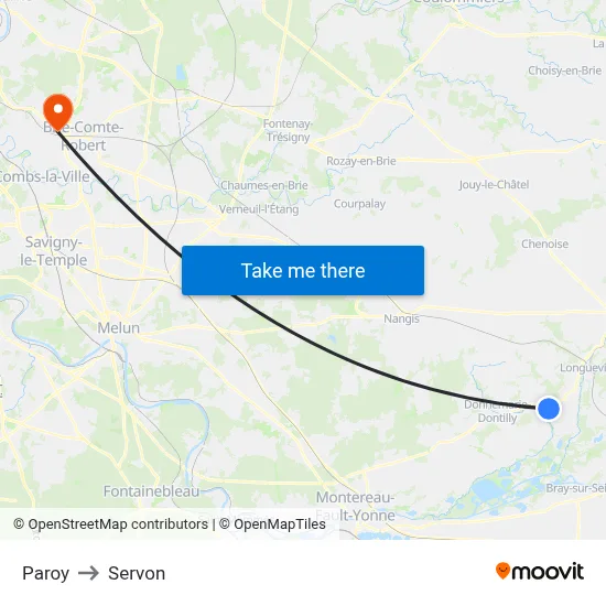 Paroy to Servon map