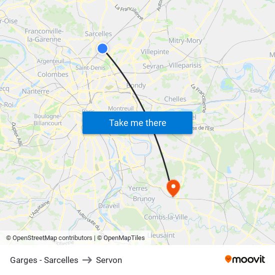 Garges - Sarcelles to Servon map