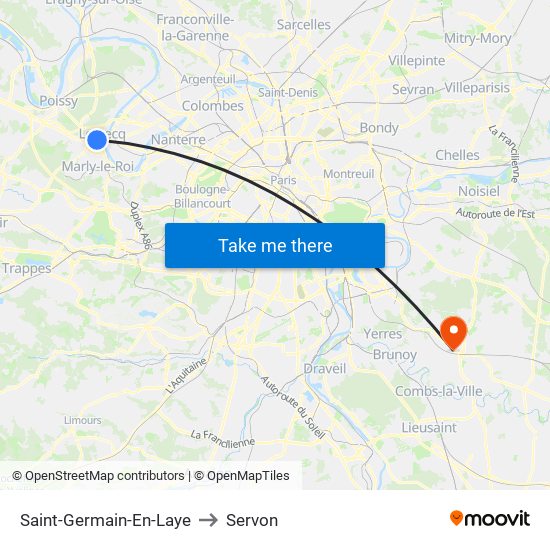 Saint-Germain-En-Laye to Servon map