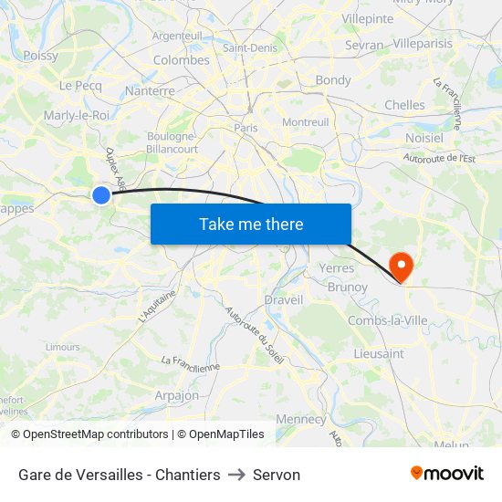 Gare de Versailles - Chantiers to Servon map