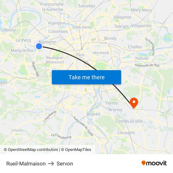 Rueil-Malmaison to Servon map