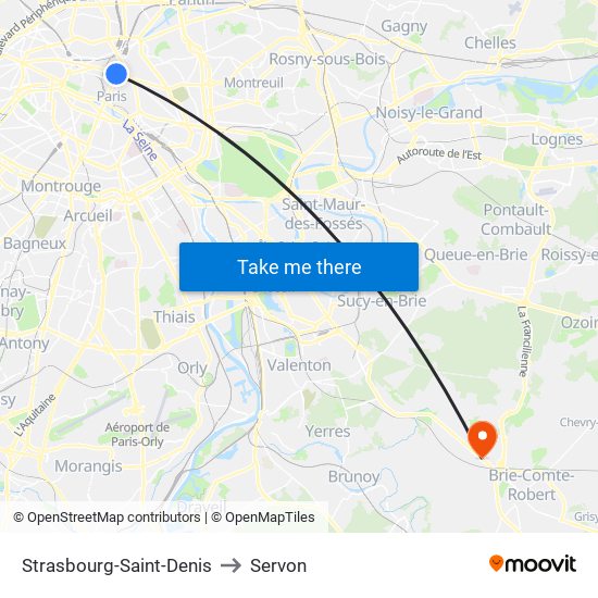 Strasbourg-Saint-Denis to Servon map