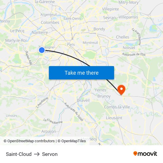 Saint-Cloud to Servon map