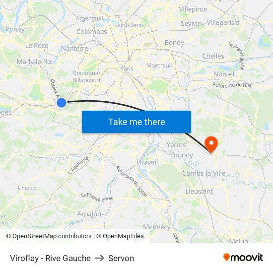 Viroflay - Rive Gauche to Servon map