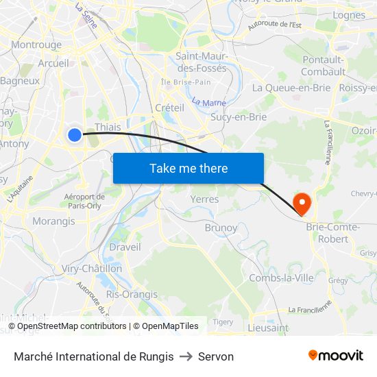 Marché International de Rungis to Servon map