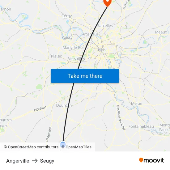 Angerville to Seugy map