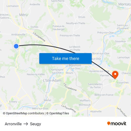 Arronville to Seugy map