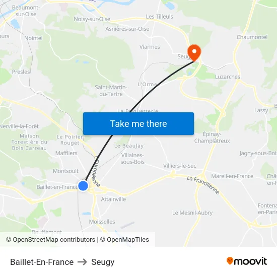 Baillet-En-France to Seugy map