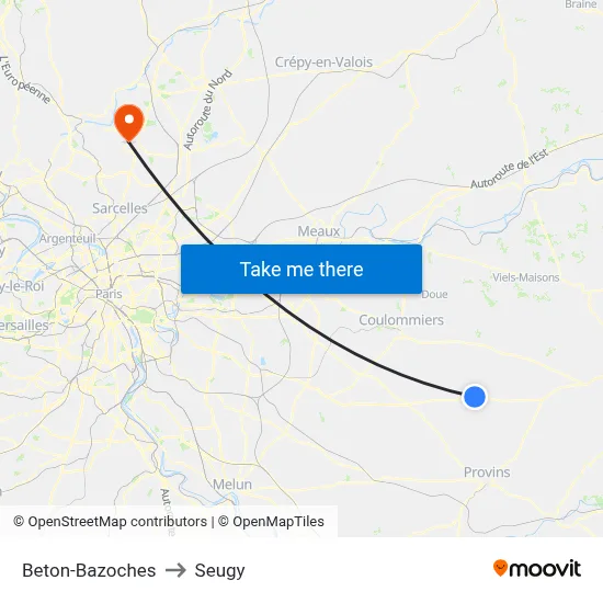 Beton-Bazoches to Seugy map