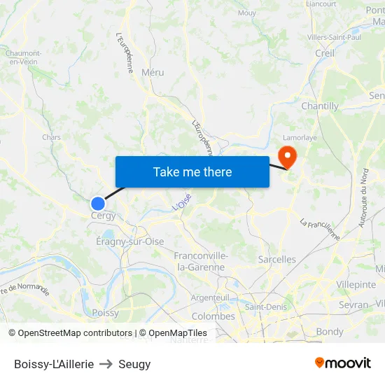 Boissy-L'Aillerie to Seugy map