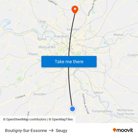 Boutigny-Sur-Essonne to Seugy map