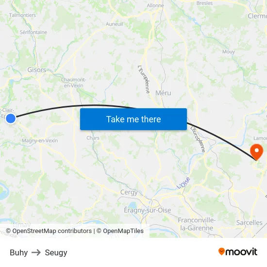Buhy to Seugy map