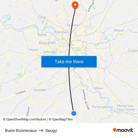 Buno-Bonnevaux to Seugy map