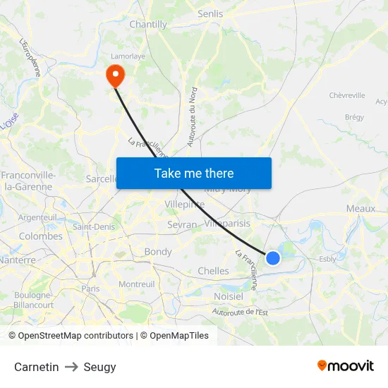 Carnetin to Seugy map