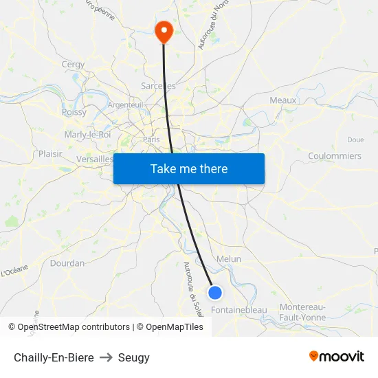 Chailly-En-Biere to Seugy map
