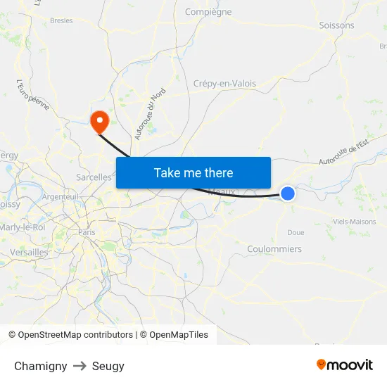 Chamigny to Seugy map