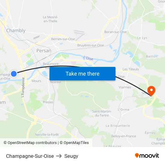 Champagne-Sur-Oise to Seugy map
