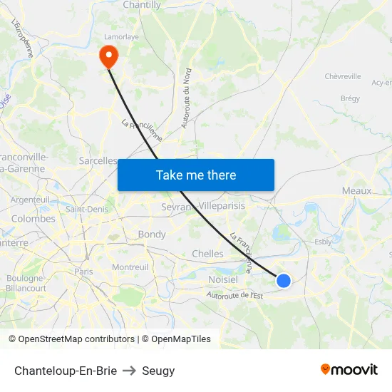Chanteloup-En-Brie to Seugy map