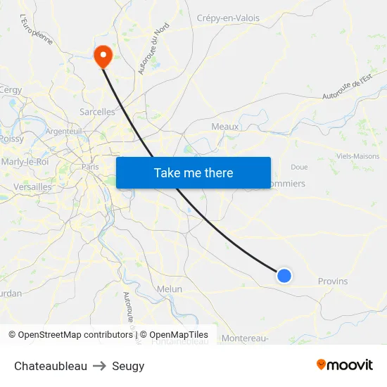 Chateaubleau to Seugy map