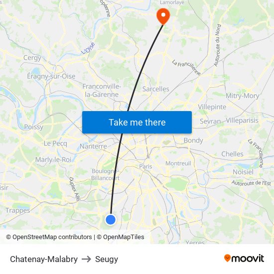 Chatenay-Malabry to Seugy map