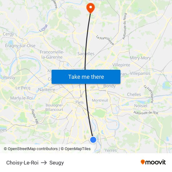 Choisy-Le-Roi to Seugy map