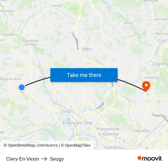 Clery-En-Vexin to Seugy map