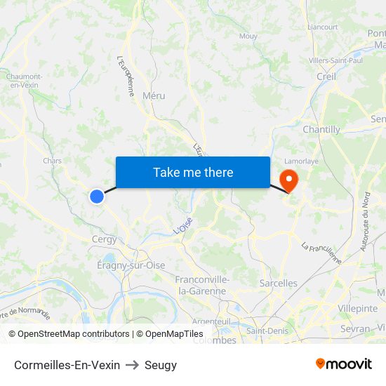 Cormeilles-En-Vexin to Seugy map