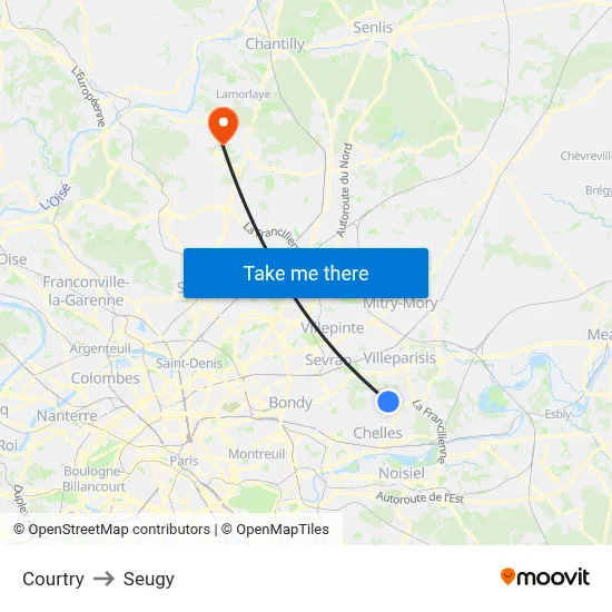 Courtry to Seugy map