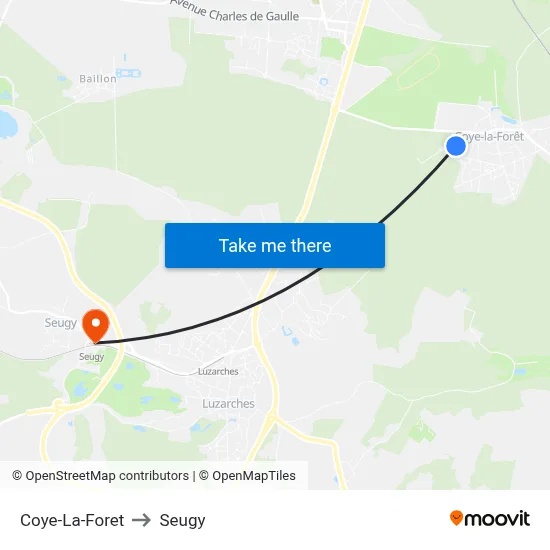 Coye-La-Foret to Seugy map