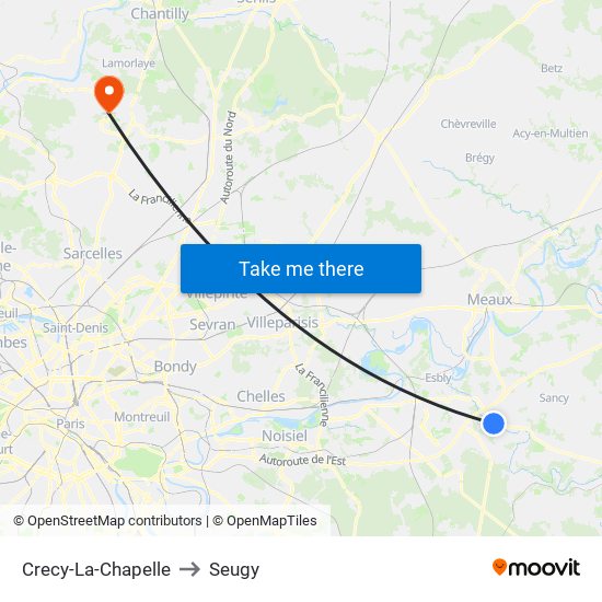 Crecy-La-Chapelle to Seugy map