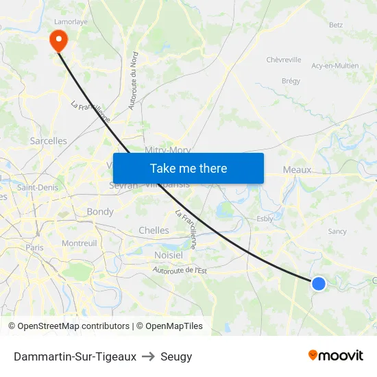 Dammartin-Sur-Tigeaux to Seugy map
