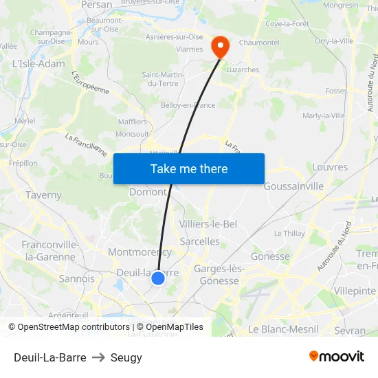 Deuil-La-Barre to Seugy map