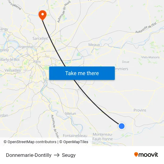 Donnemarie-Dontilly to Seugy map