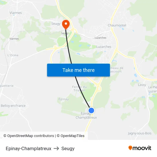 Epinay-Champlatreux to Seugy map