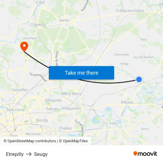 Etrepilly to Seugy map