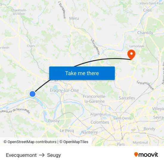 Evecquemont to Seugy map