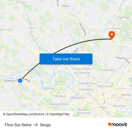 Flins-Sur-Seine to Seugy map