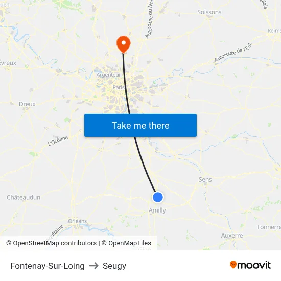 Fontenay-Sur-Loing to Seugy map