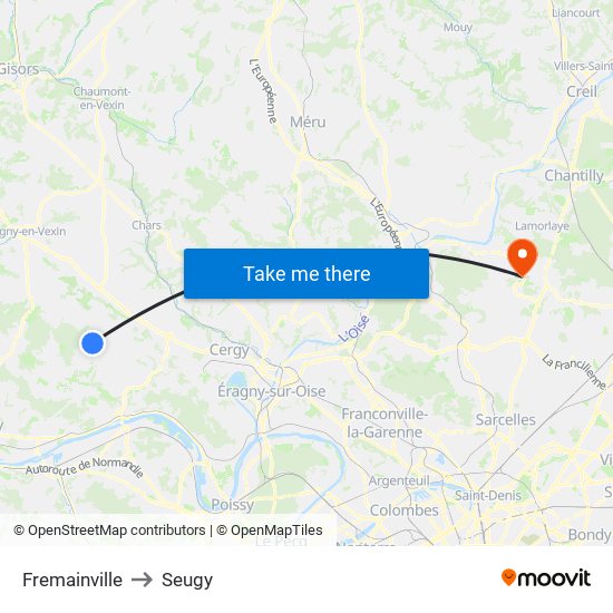 Fremainville to Seugy map