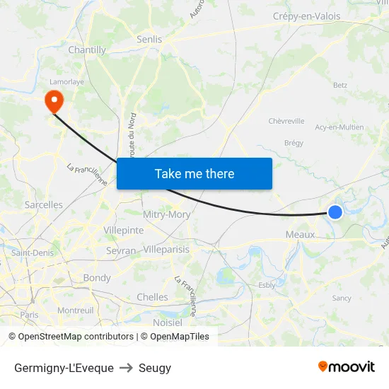 Germigny-L'Eveque to Seugy map
