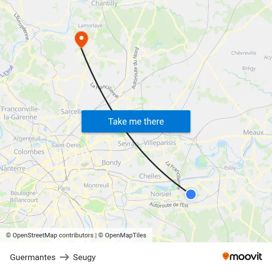 Guermantes to Seugy map