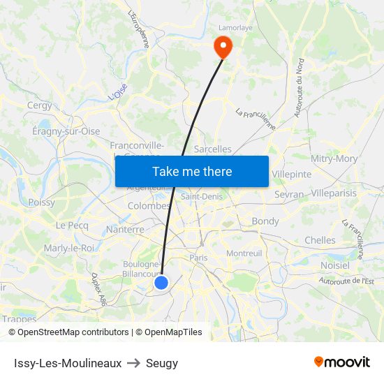 Issy-Les-Moulineaux to Seugy map