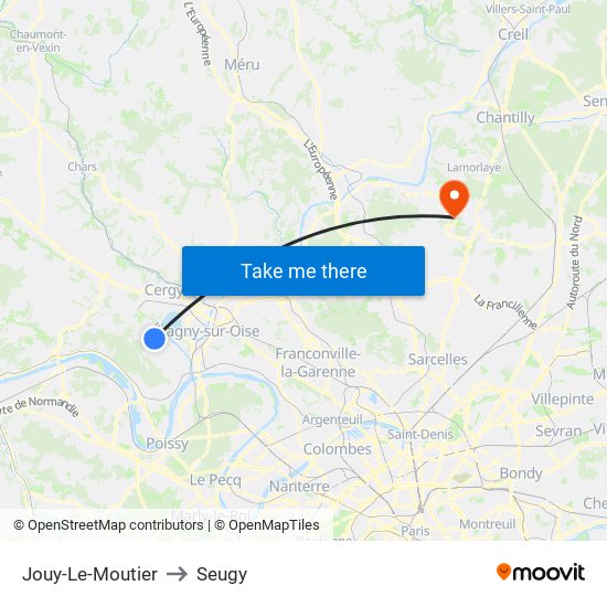 Jouy-Le-Moutier to Seugy map