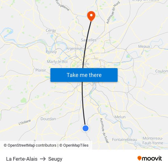 La Ferte-Alais to Seugy map