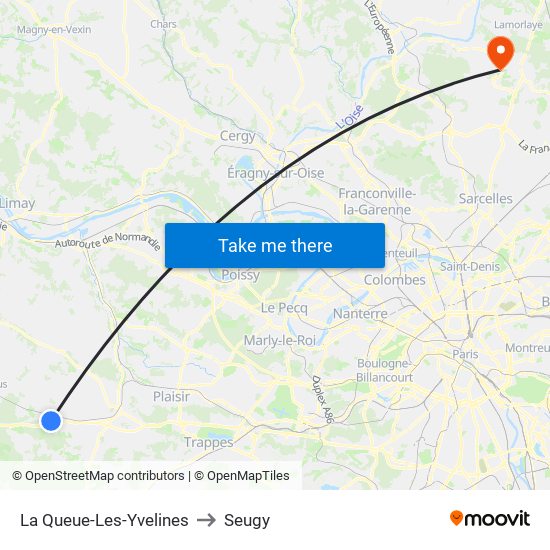 La Queue-Les-Yvelines to Seugy map