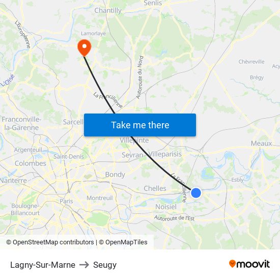 Lagny-Sur-Marne to Seugy map