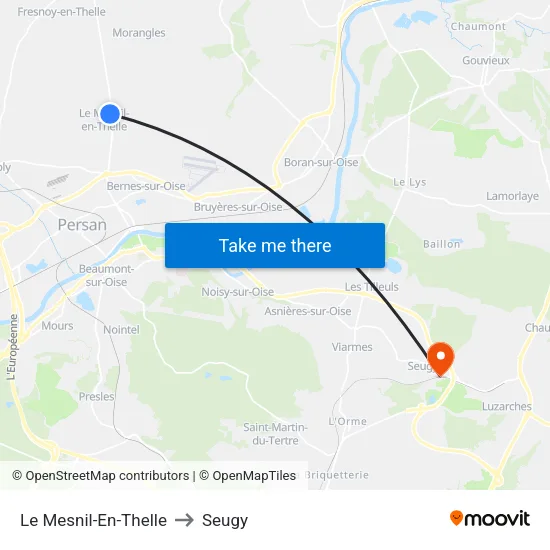 Le Mesnil-En-Thelle to Seugy map