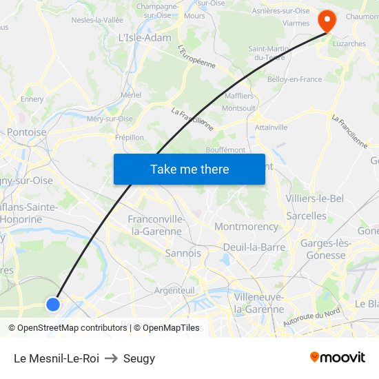 Le Mesnil-Le-Roi to Seugy map